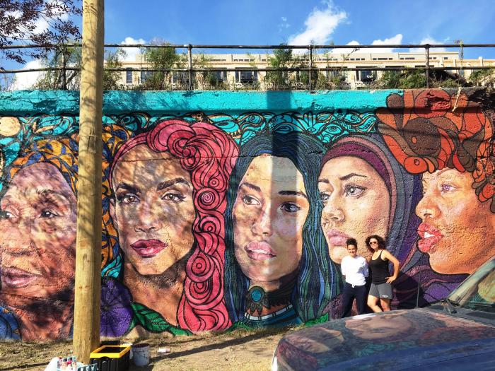 Weaving Cultures by lead artists Sam Kirk and Sandra Antongiorgi, located on 16th and Blue Island in Pilsen