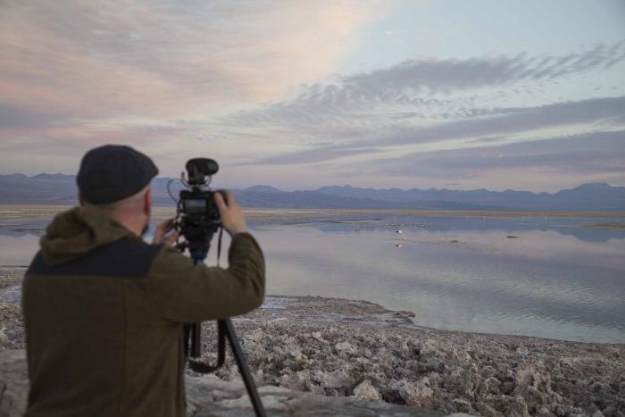 Luis Martin-Cabrera at Chaxa Lake in Chile (photo by Omar Pimienta)